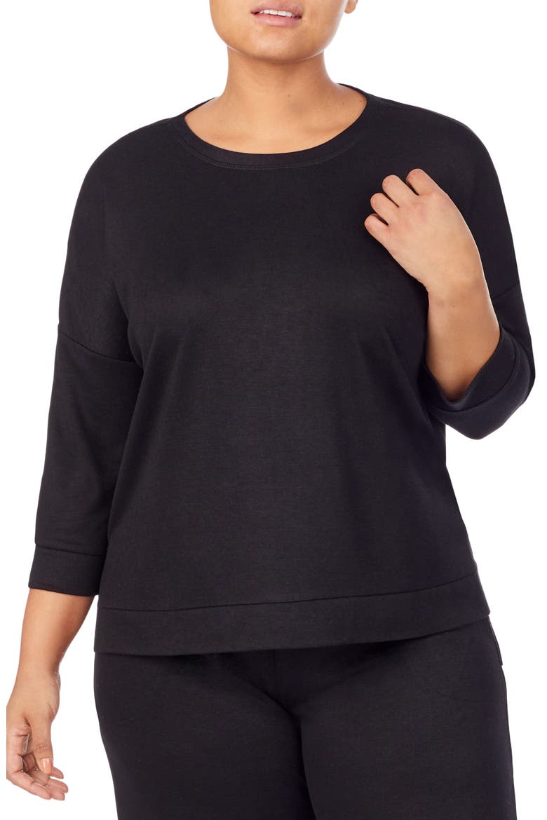 Double Knit High/Low Pullover, Alternate, color, BLACK