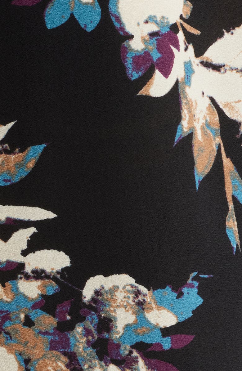 AK ANNE KLEIN Floral Popover Crêpe de Chine Top, Alternate, color, Anne Black Multi