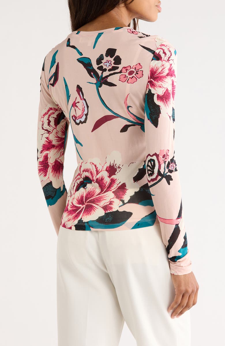 Diane von Furstenberg Long Sleeve Top, Alternate, color, Dancing Rose Bare