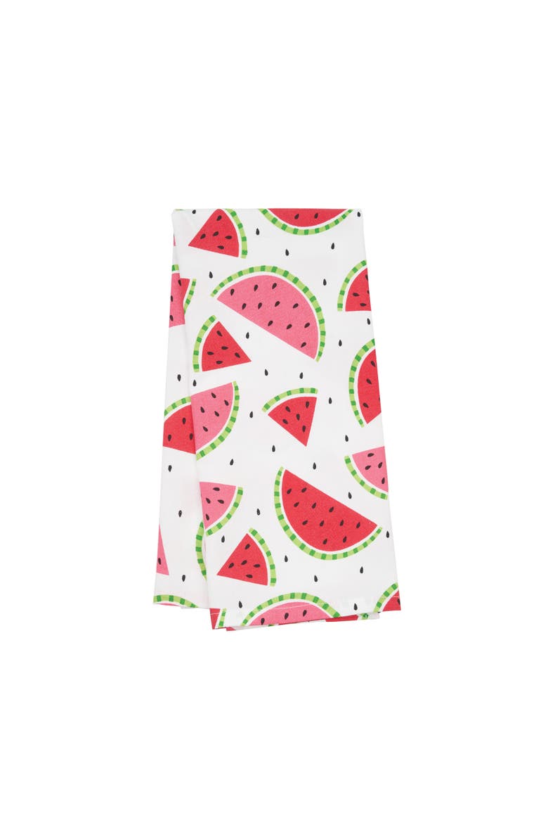 Watermelon Bite Slice Cotton Kitchen Towel, Main, color, Red