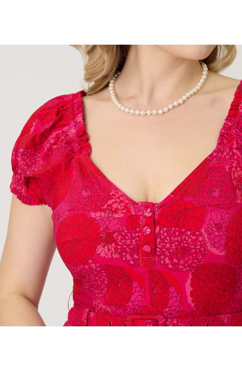 Unique Vintage Ohara Swing Dress, Alternate, color, Red & Pink Flower Print