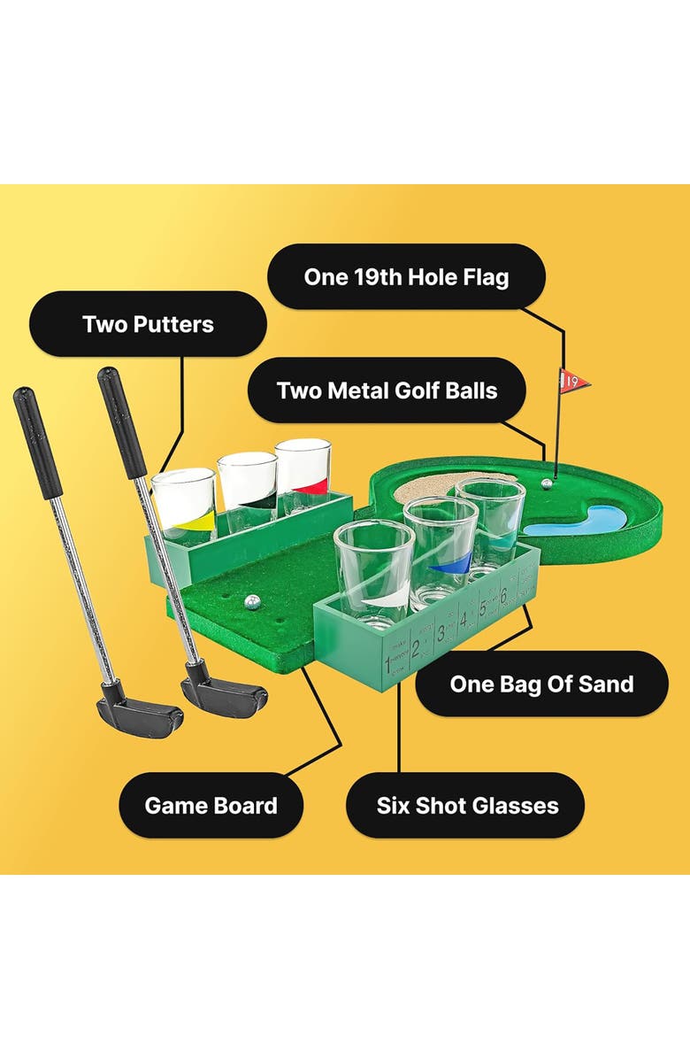 Fairly Odd Novelties Table Golf, Shot Glass Drinking Party Game, Adult, Alternate, color, Multicolored
