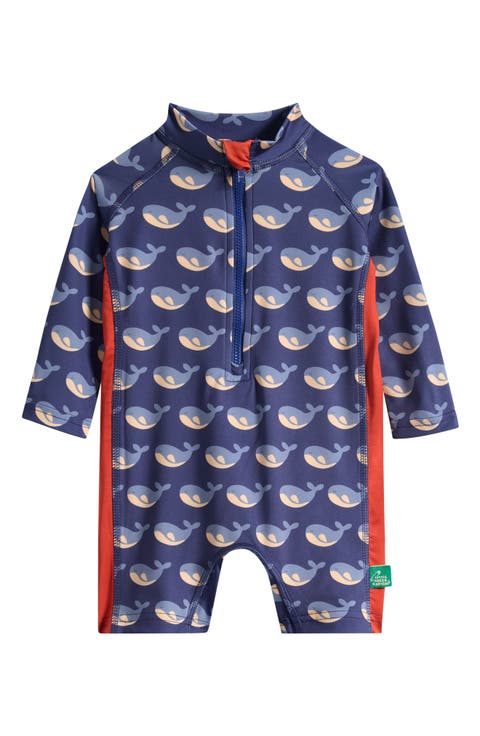 Kids' Whales UPF 50+ Long Sleeve One-Piece Rashguard Swimsuit (Baby & Toddler)