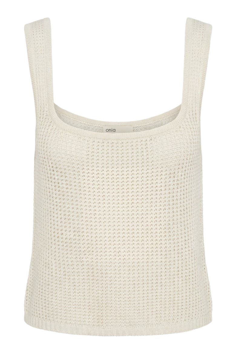 Knit Square Neck Tank Top, Alternate, color, Egret