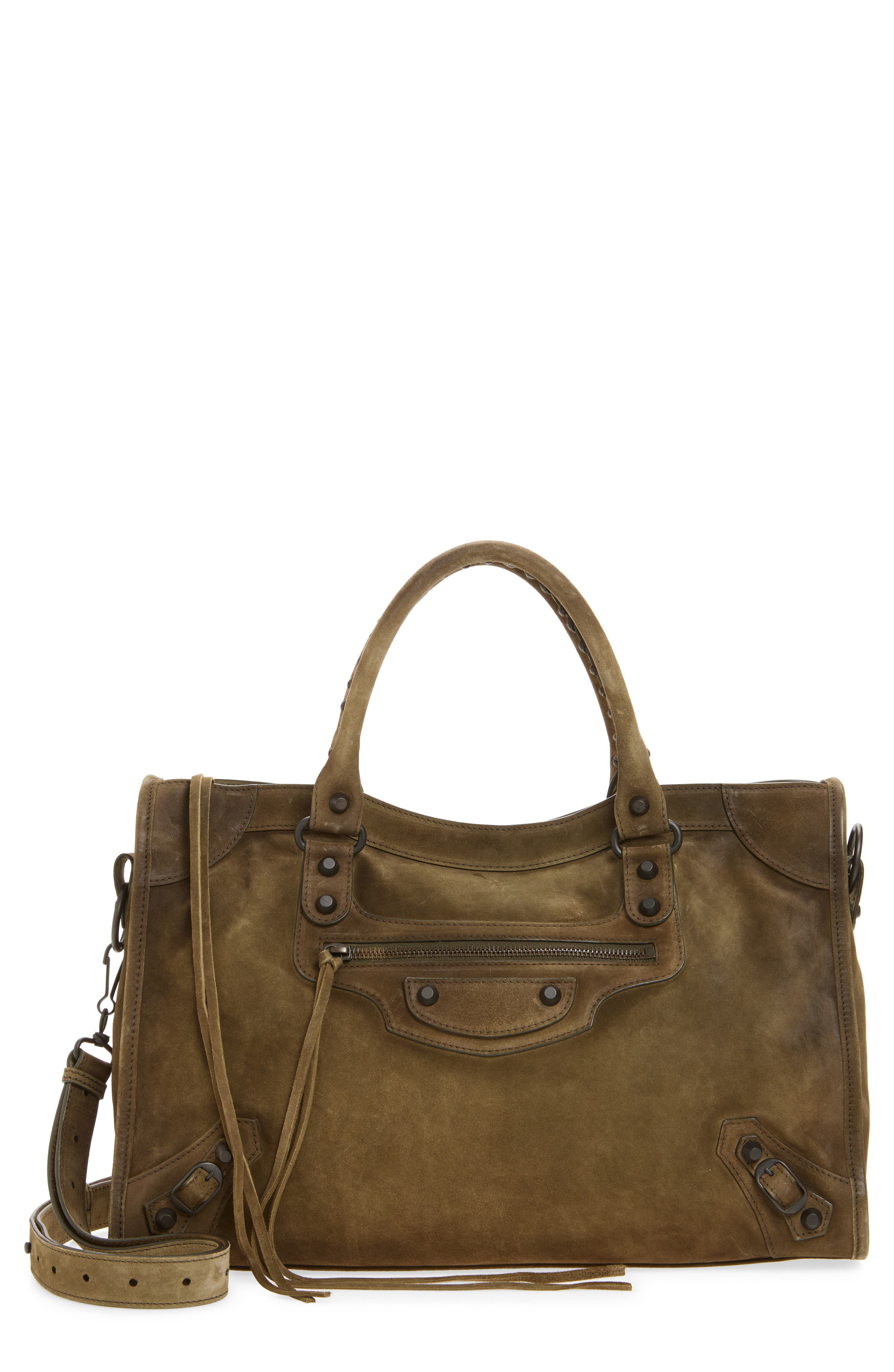 Balenciaga Medium Le City Suede Satchel, Main, color, 