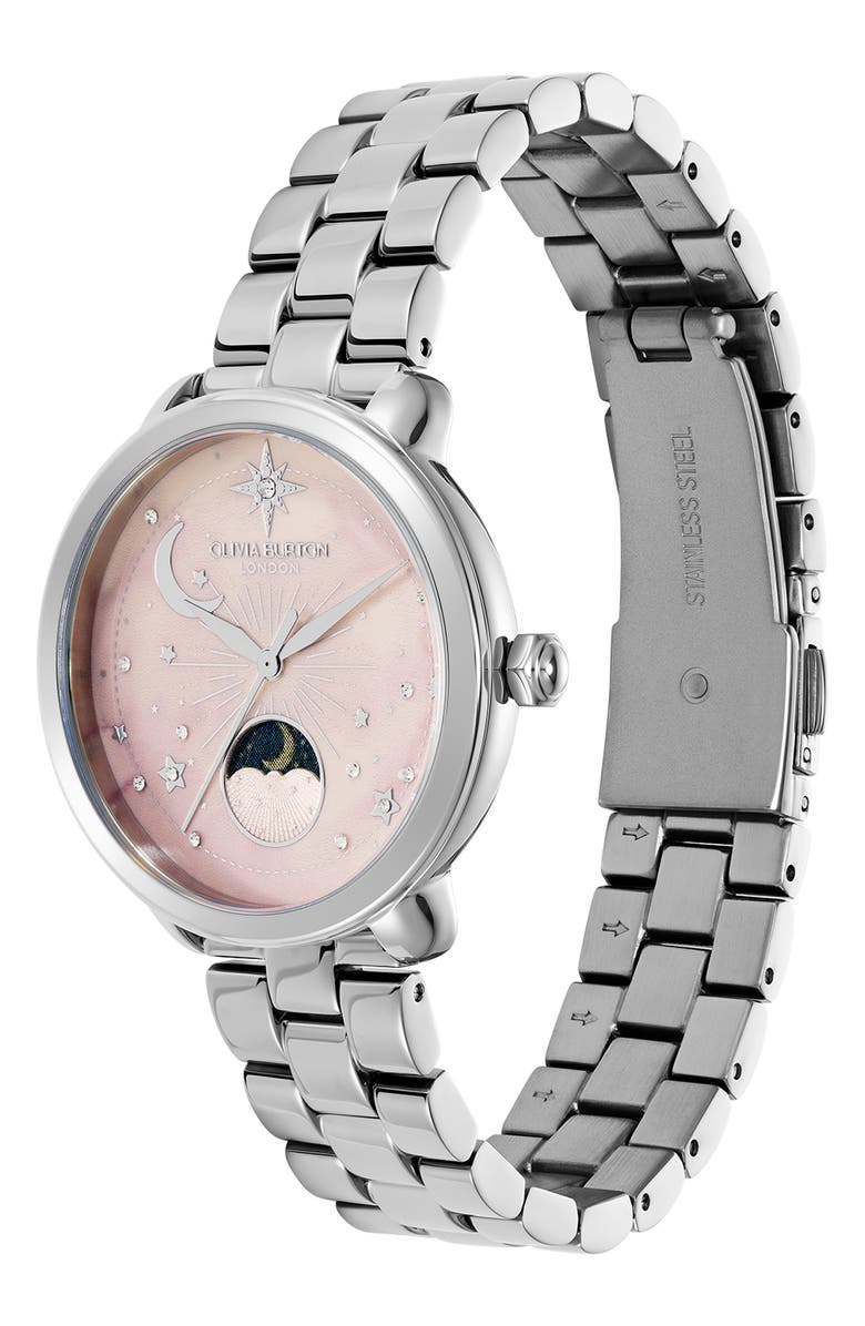 Olivia Burton Moonphase Watch, 34mm, Alternate, color, Silver