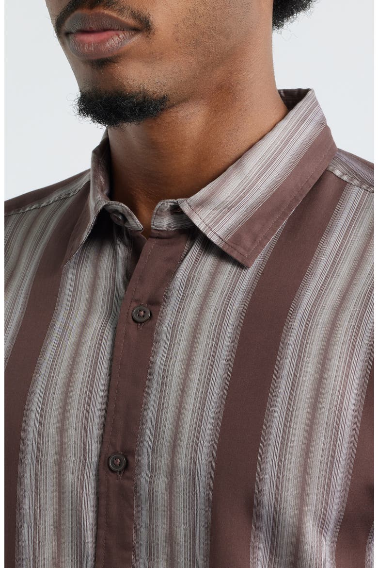 Stripe Long Sleeve Button-Up Shirt, Alternate, color, BROWN FADING STRIPE