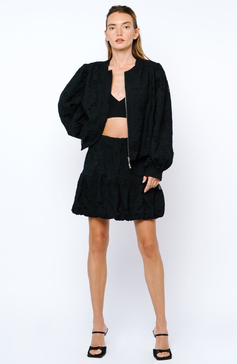 CIEBON Raz Embroidered Eyelet Ruffled Miniskirt, Alternate, color, Black