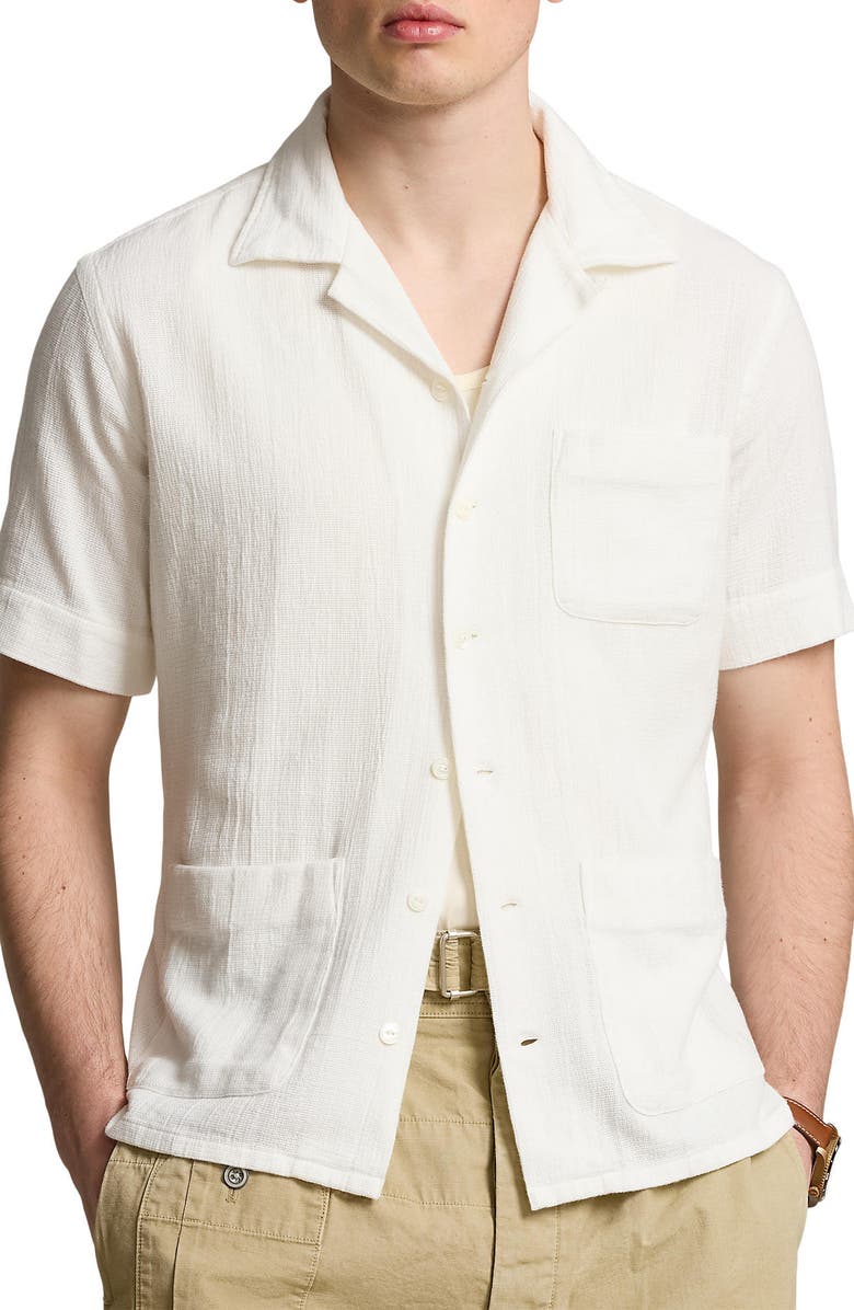 Polo Ralph Lauren Classic Fit Textured Camp Shirt, Main, color,