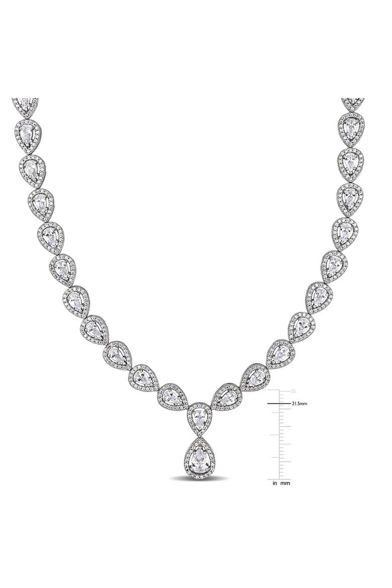 Cubic Zirconia Teardrop Necklace, Alternate, color, Sterling Silver