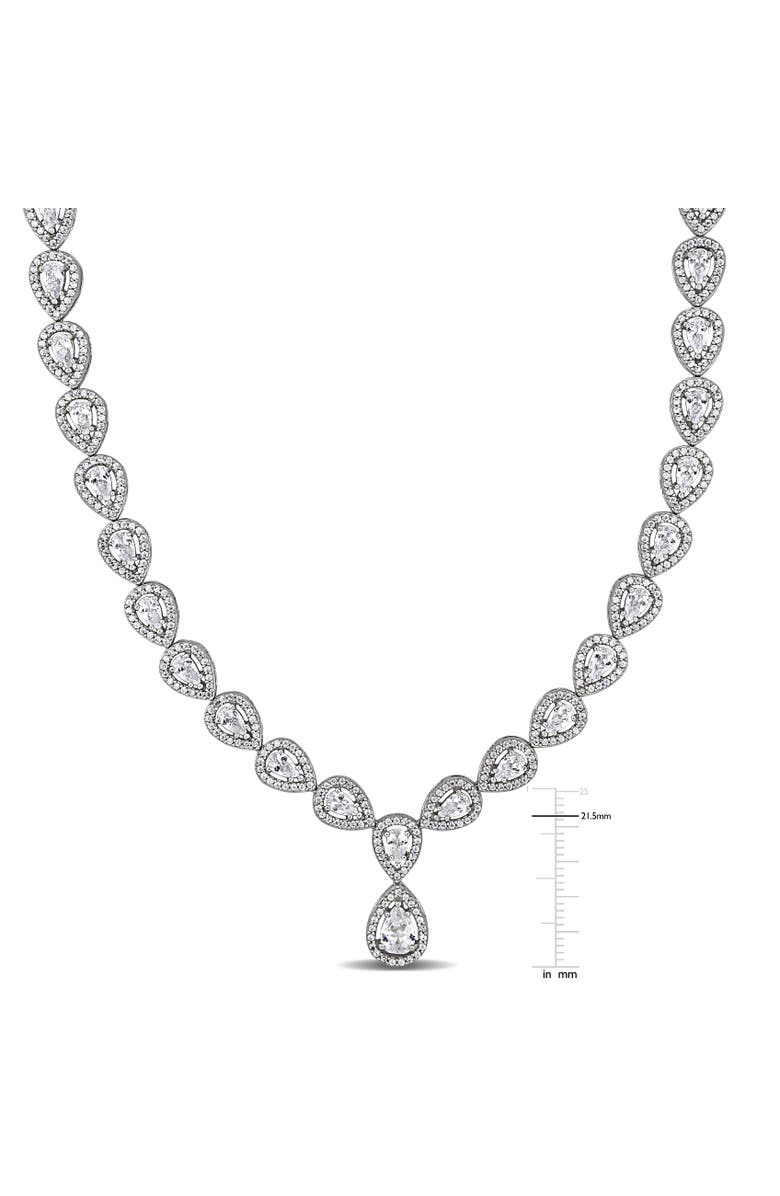Julianna B. Cubic Zirconia Teardrop Necklace, Alternate, color, Sterling Silver