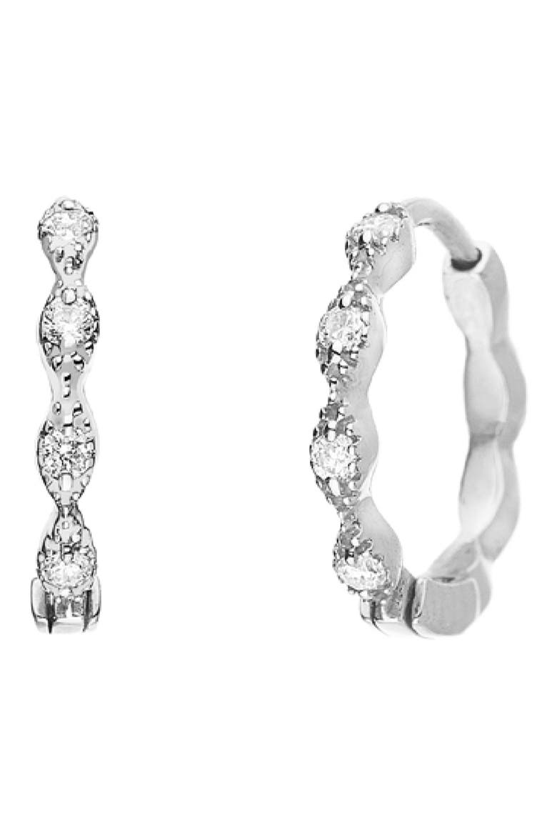 Eleanor Diamond Huggie Hoop Earrings, Main, color, WHITE GOLD
