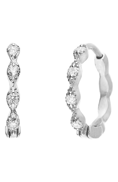 Sethi Couture Eleanor Diamond Huggie Hoop Earrings in White Gold 