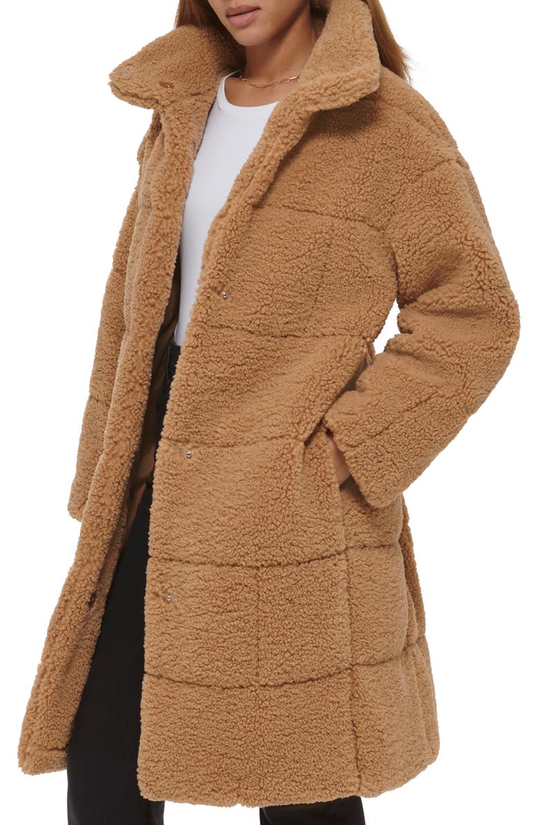 Levi's Quilted Fleece Long Teddy Coat, Alternate, color, Chestnut
