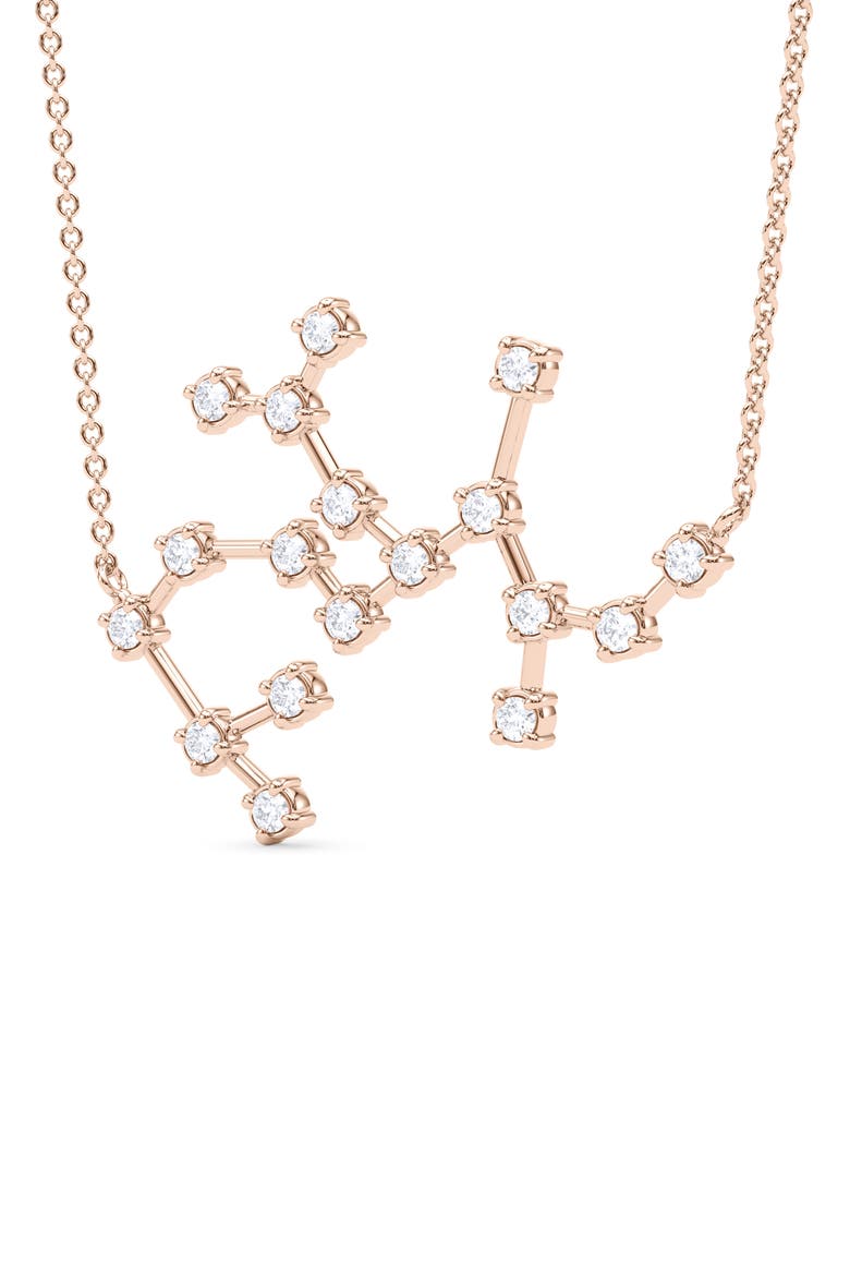 Sagittarius Constellation Lab Created Diamond Necklace, Alternate, color, 18K ROSE GOLD