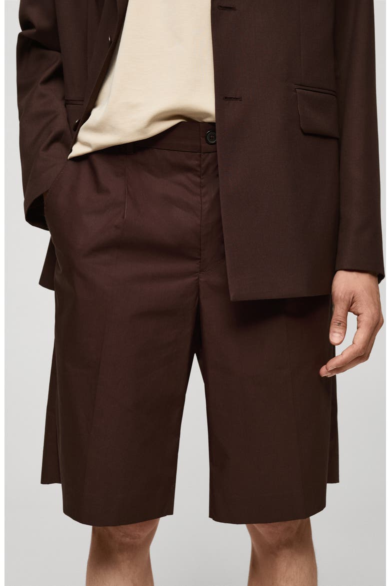 Relaxed Fit Pleated Bermuda Shorts, Main, color, BROWN