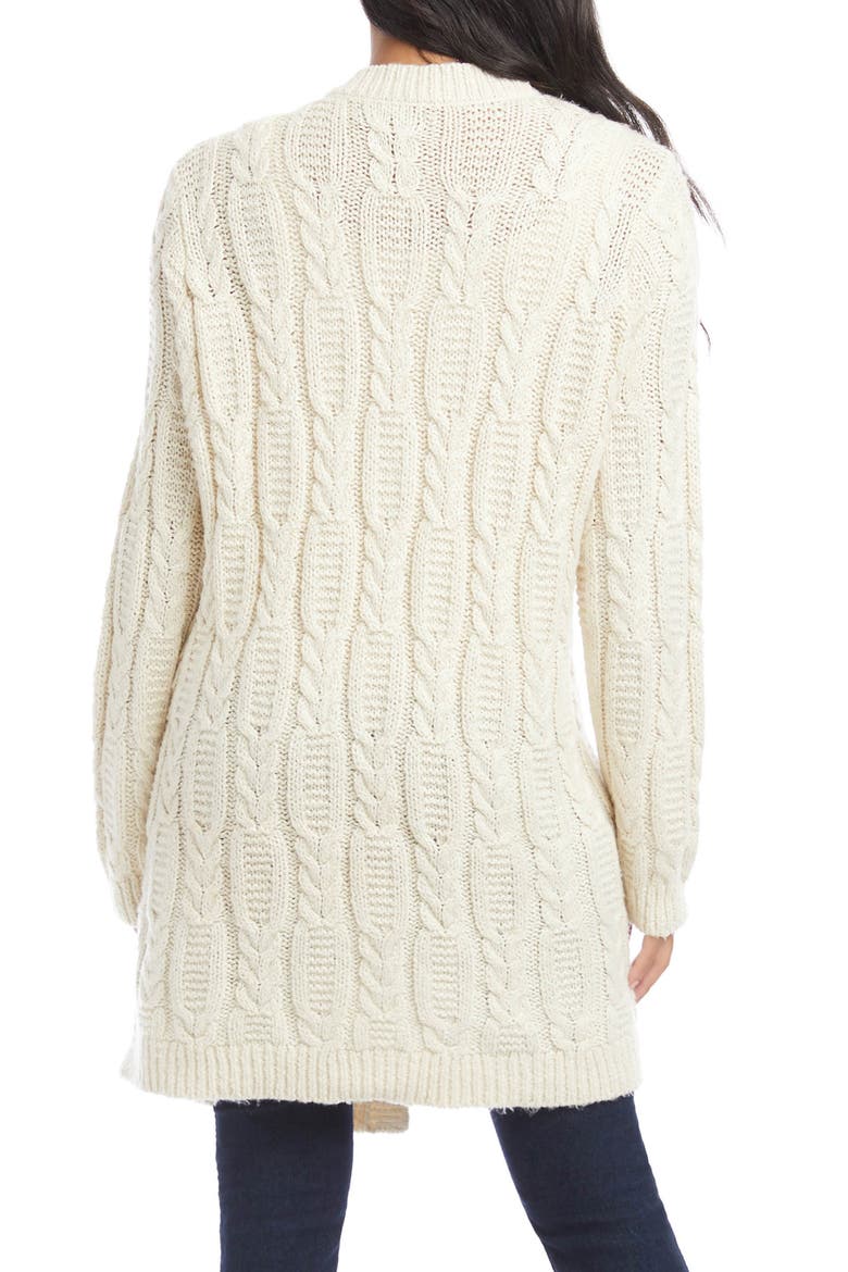 Cable Knit Open Front Long Cardigan, Alternate, color, CREAM