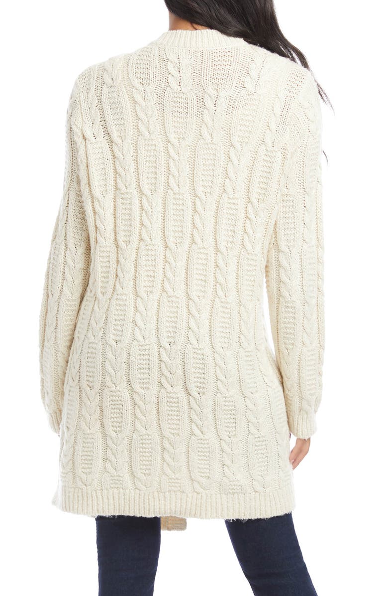 Karen Kane Cable Knit Open Front Long Cardigan, Alternate, color,
