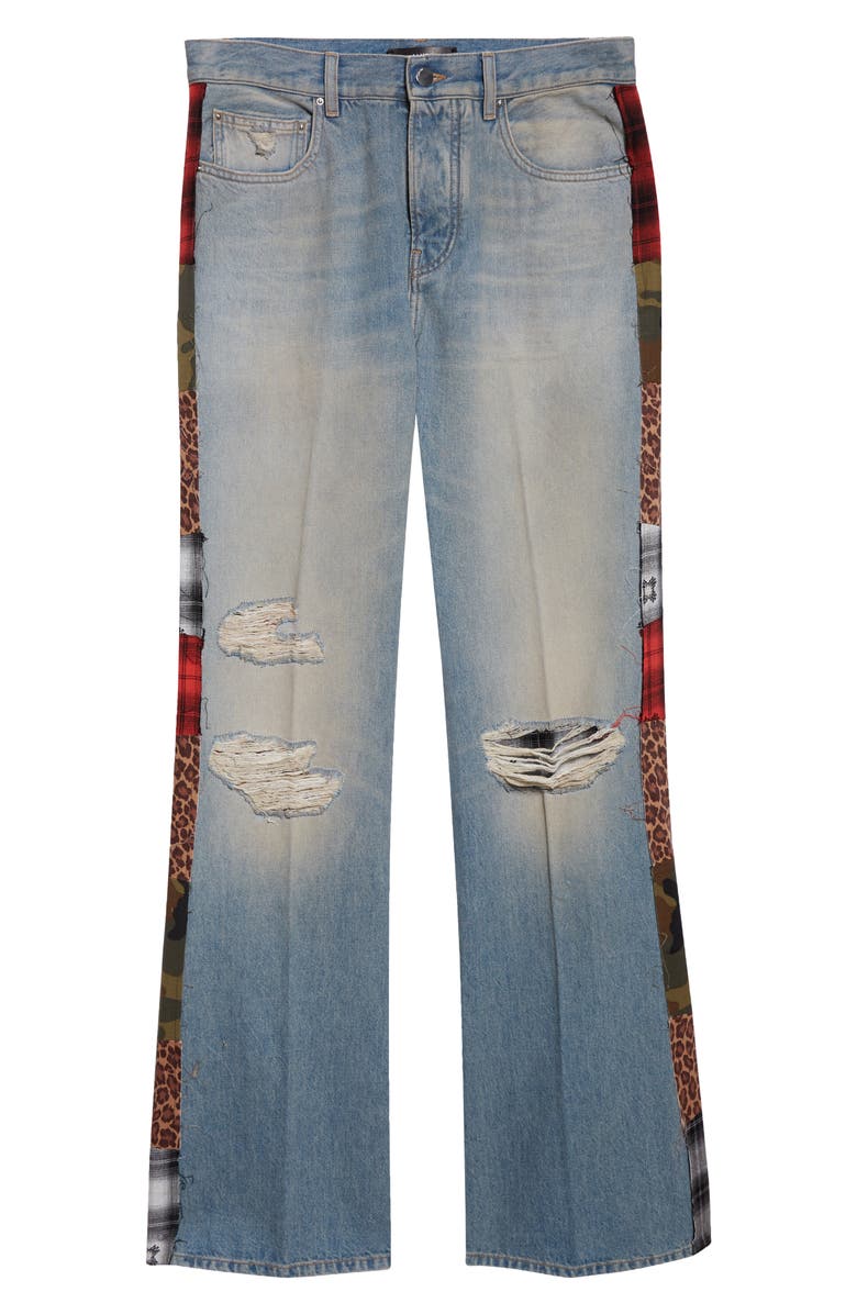 AMIRI Patchwork Bootcut Jeans, Main, color, Driftwood Blue