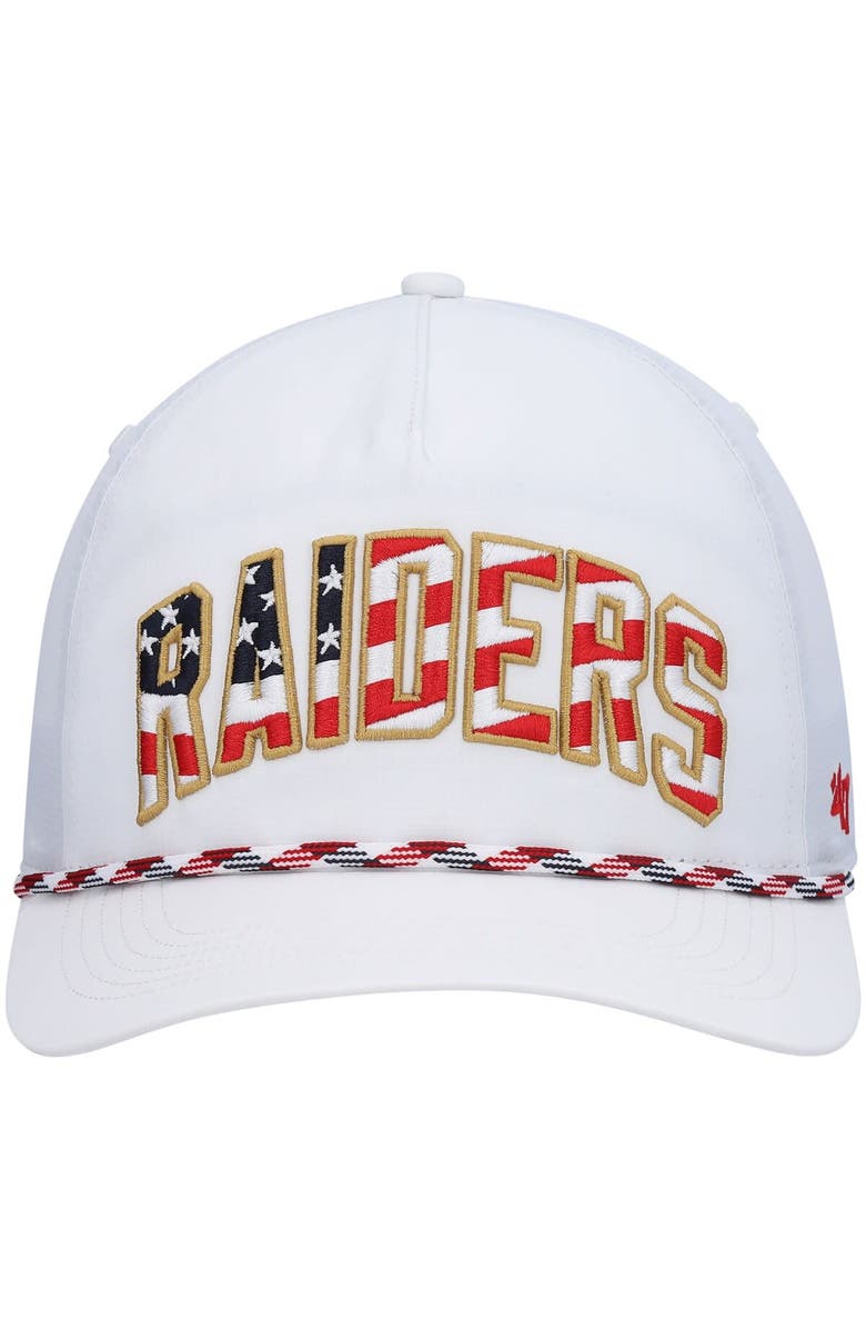 '47 Men's '47 White Las Vegas Raiders Hitch Stars and Stripes Trucker Adjustable Hat, Alternate, color, 
