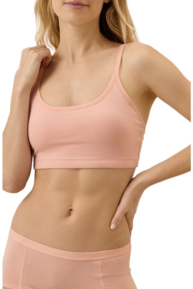 Organic Cotton Everyday Strappy Scoop Bralette, Main, color, Peach