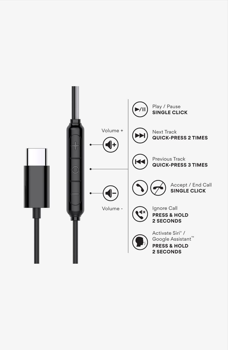 MEE audio SleepTones USB-C Wired Sleeping Earbuds, Alternate, color, Black