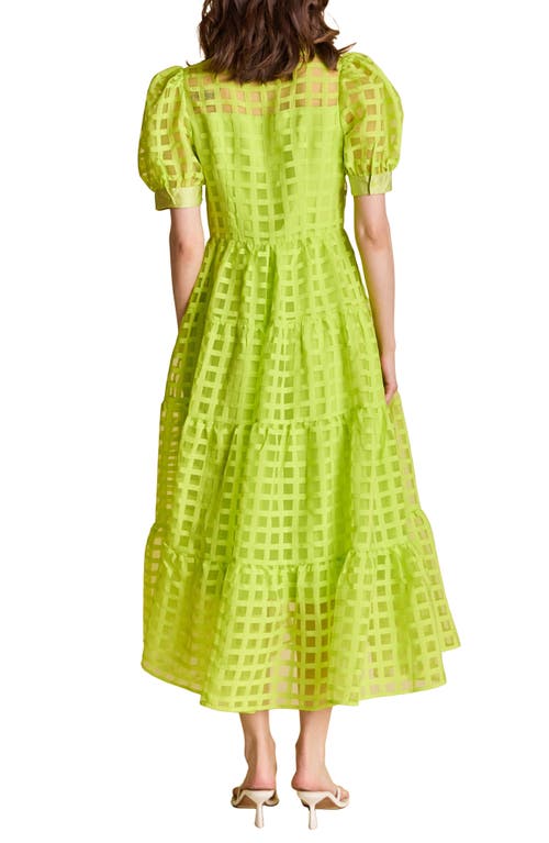 ENGLISH FACTORY ENGLISH FACTORY GRID PATTERN TIERED MIDI SHIRTDRESS 