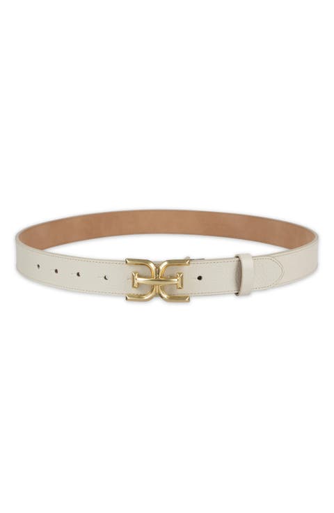 Logo Buckle Leather Belt