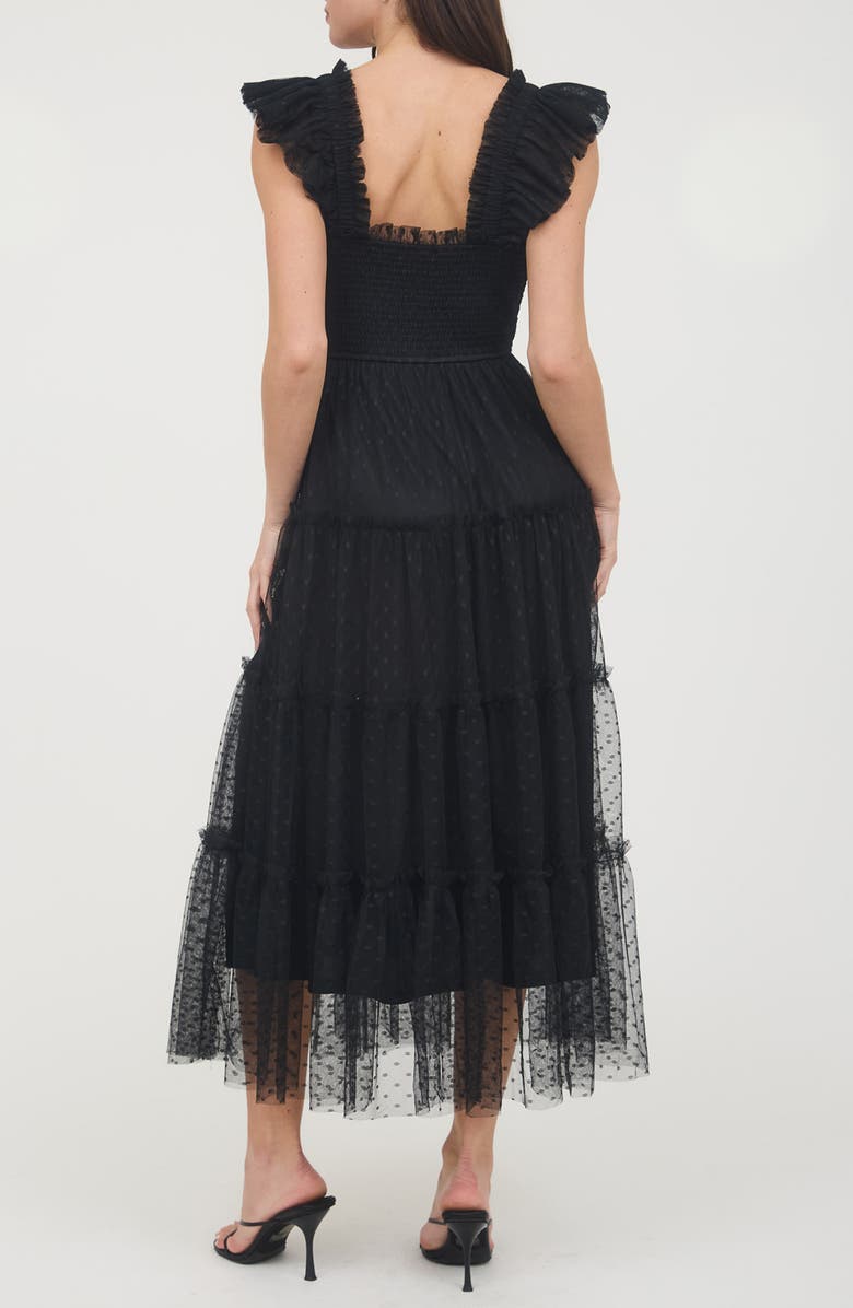 Blu Pepper Mesh Smocked Tiered Midi Dress, Alternate, color,