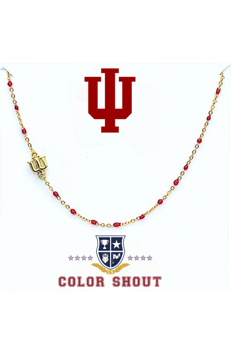 Color Shout Indiana University Side Necklace, Main, color,