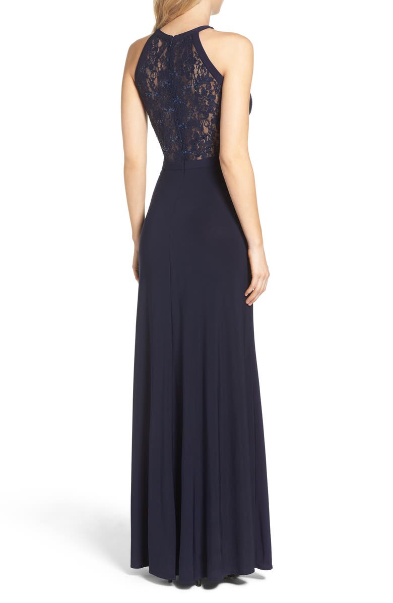 Morgan & Co. Lace & Jersey A-Line Gown, Alternate, color, 