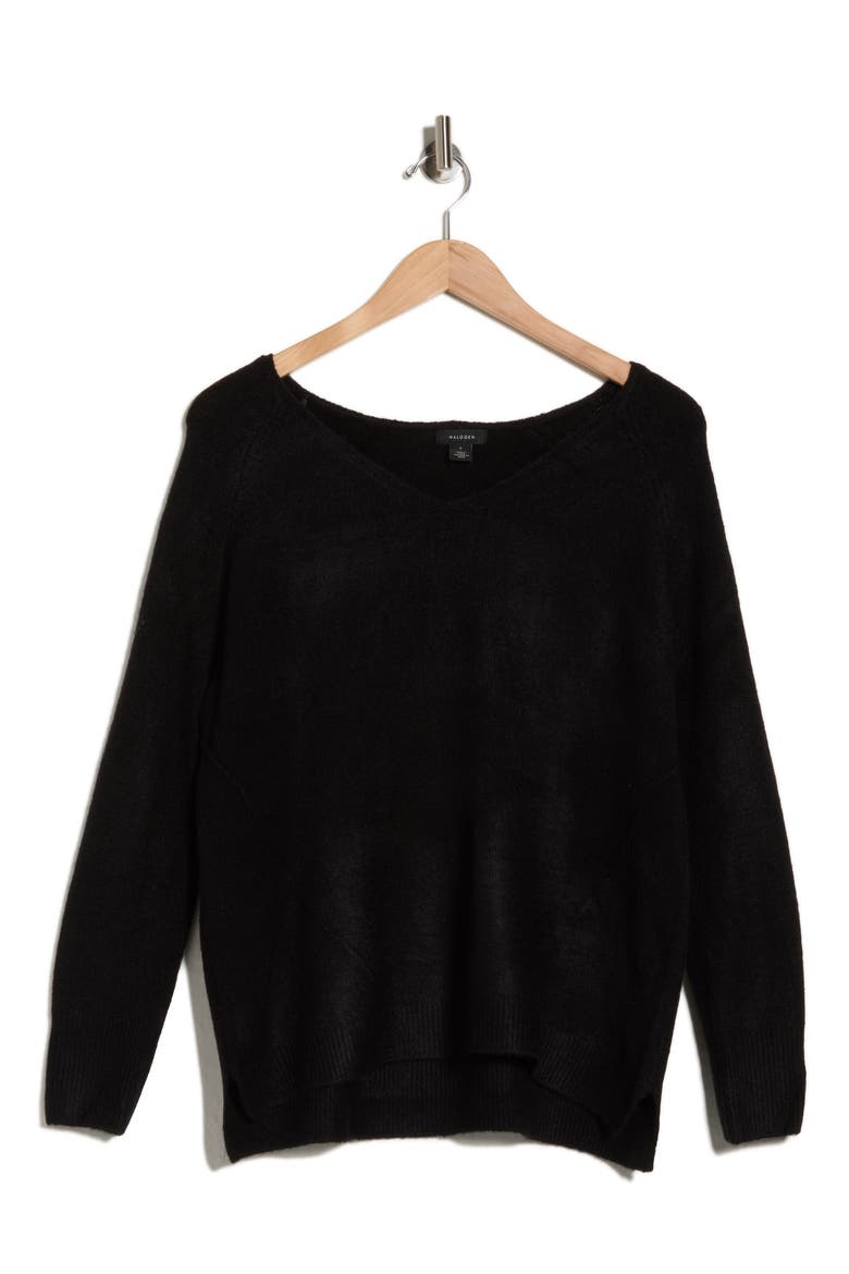 V-Neck Sweater, Alternate, color, RICH BLACK
