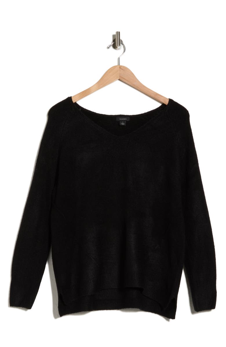 Halogen<sup>®</sup> V-Neck Sweater, Alternate, color, Rich Black