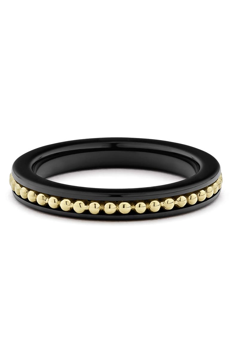 LAGOS Meridian 18K Gold Caviar and Black Ceramic Ring, Alternate, color,