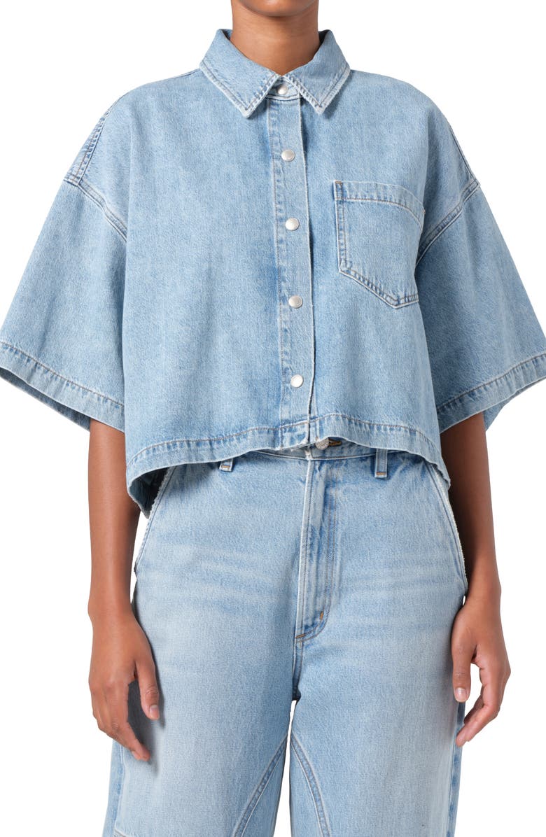 AGOLDE Rona Boxy Crop Denim Shirt, Main, color,