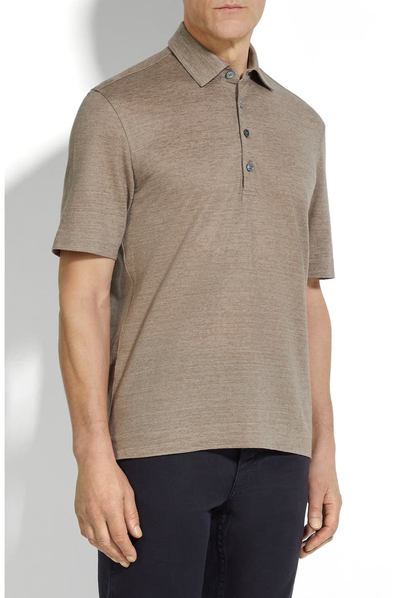 Linen Polo, Main, color, MED BEIGE