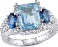 Julianna B. Blue Topaz & Created White Sapphire 3-Stone Ring