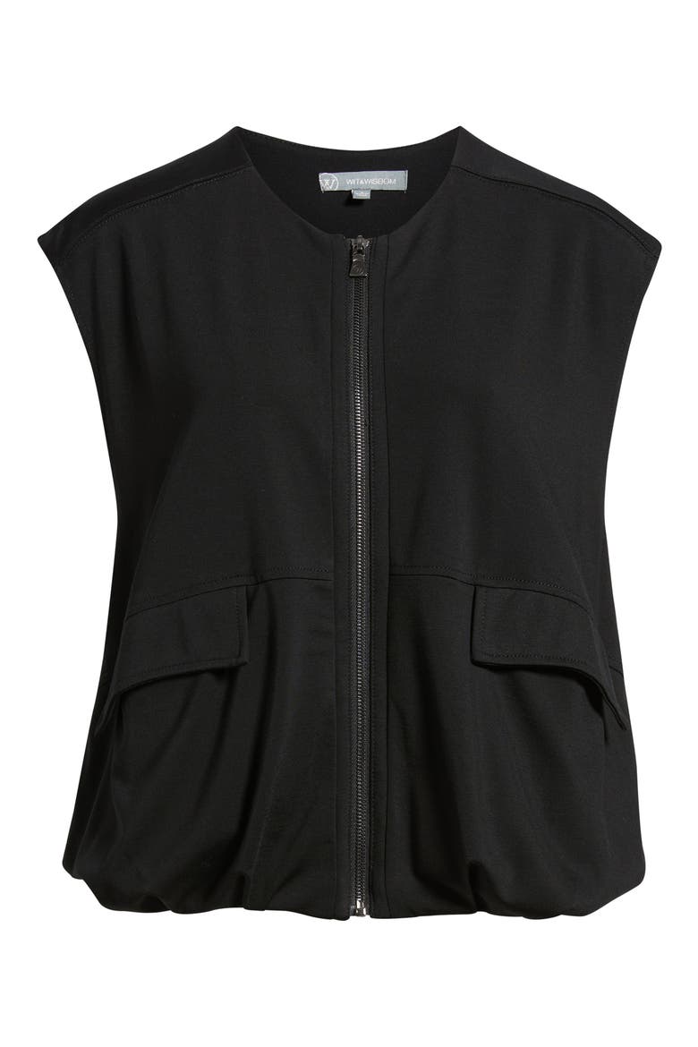 Knit Zip-Up Vest, Alternate, color, BLACK