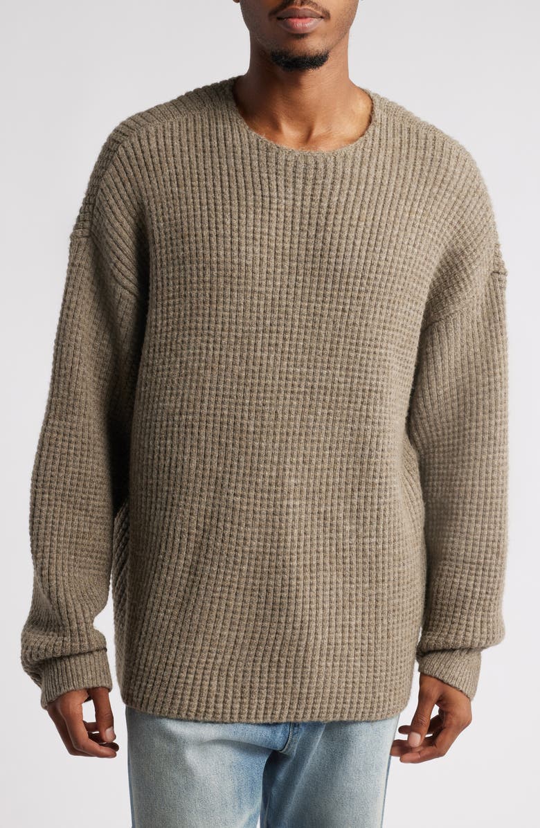 Fear of God Essentials Heavyweight Waffle Crewneck Sweater, Main, color, 