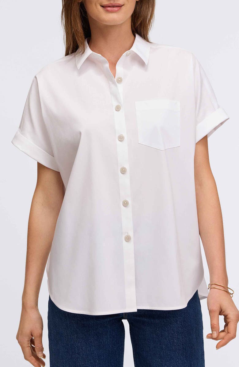 Foxcroft Abigail Short Sleeve Button-Up Shirt, Main, color, White