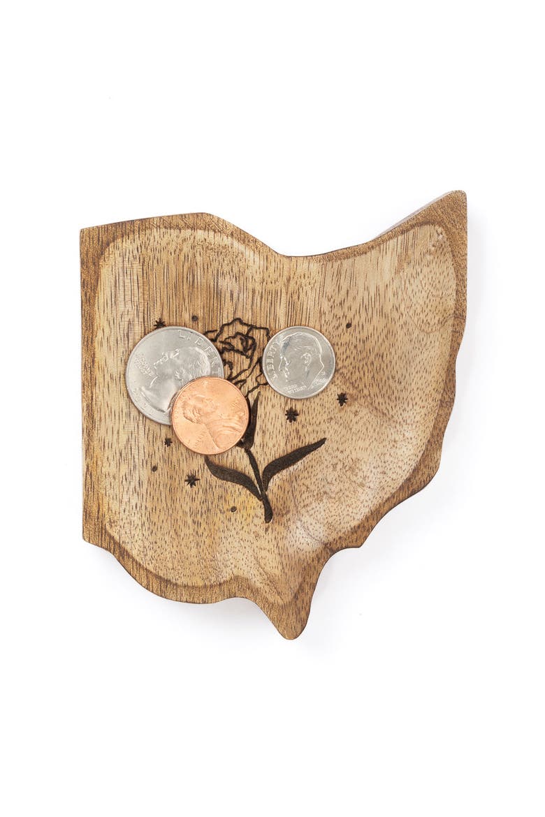 Ohio State Carnation Trinket Dish, Alternate, color, Natural