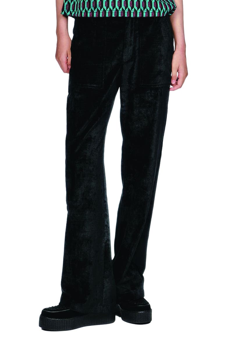 Anna Sui Velour Pants, Alternate, color, Black