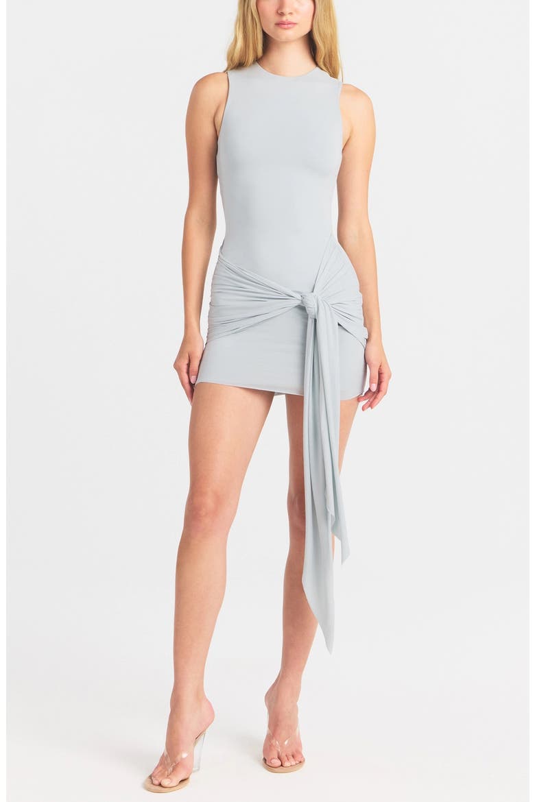 Cupro Jersey Wrap Minidress, Main, color, PEARL