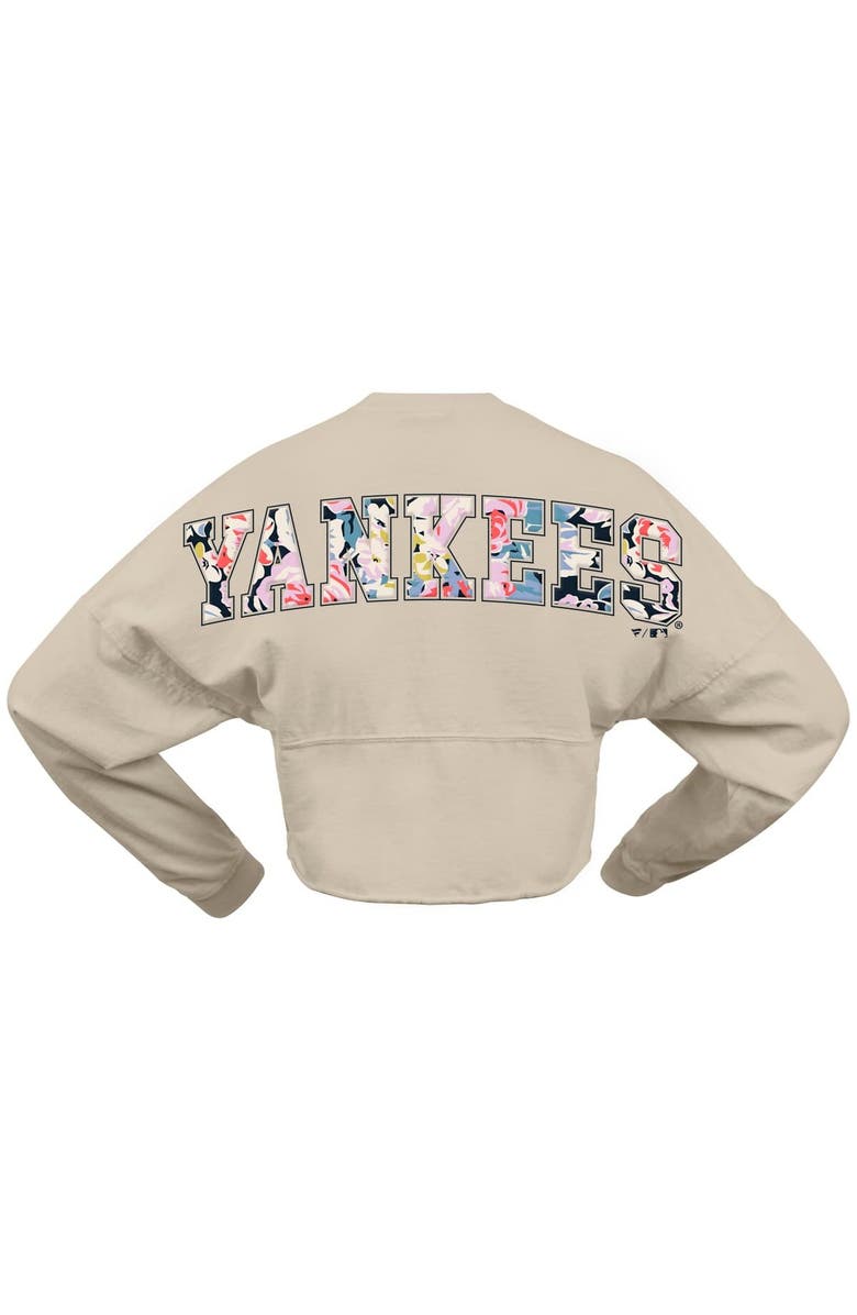 FANATICS Women's Fanatics  Cream New York Yankees Floral Preppy Cropped Long Sleeve T-Shirt, Alternate, color, 