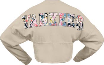 Women's Fanatics  Cream New York Yankees Floral Preppy Cropped Long Sleeve T-Shirt