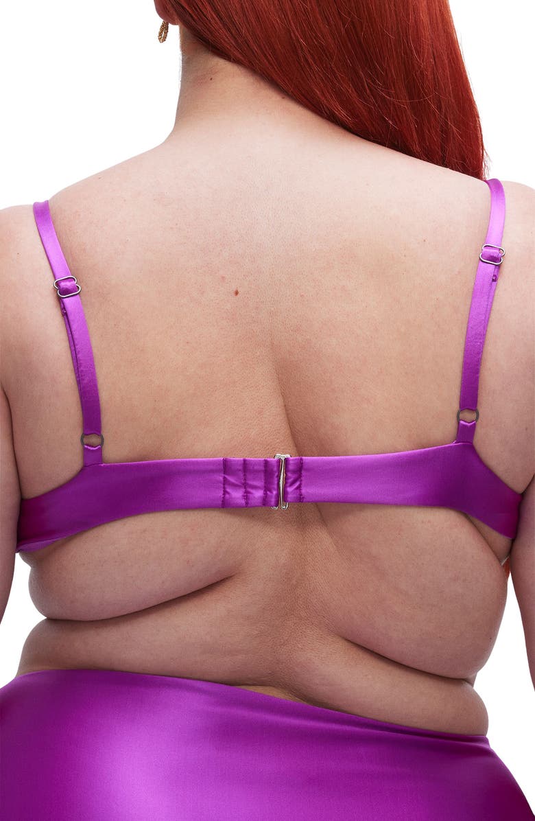 Good American Ruched Underwire Demi Cup Bikini Top, Alternate, color, Brightorchid001