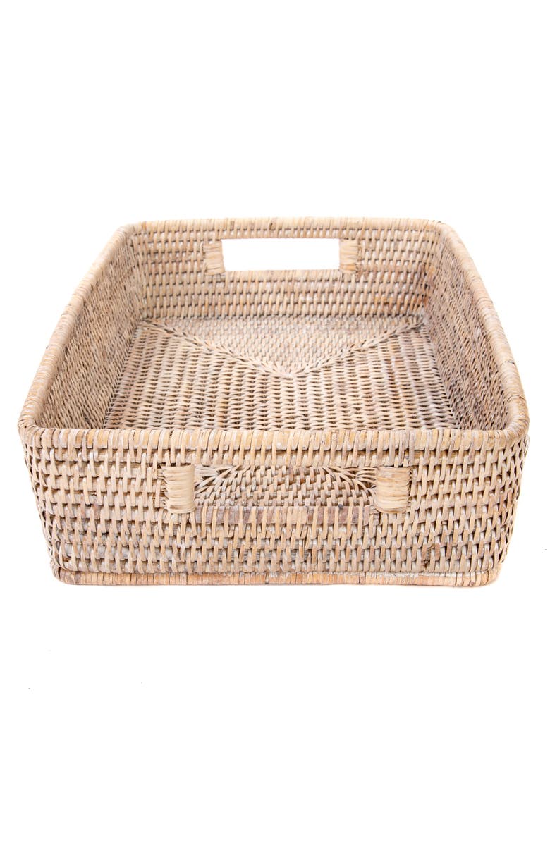 Artifacts Trading Company<sup>™</sup> Artifacts Rattan Rectangular Storage Basket with Rounded Corners, Alternate, color, White Wash
