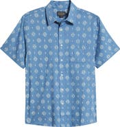 Pendleton Shoreline Print Short Sleeve Cotton Button-Up Shirt