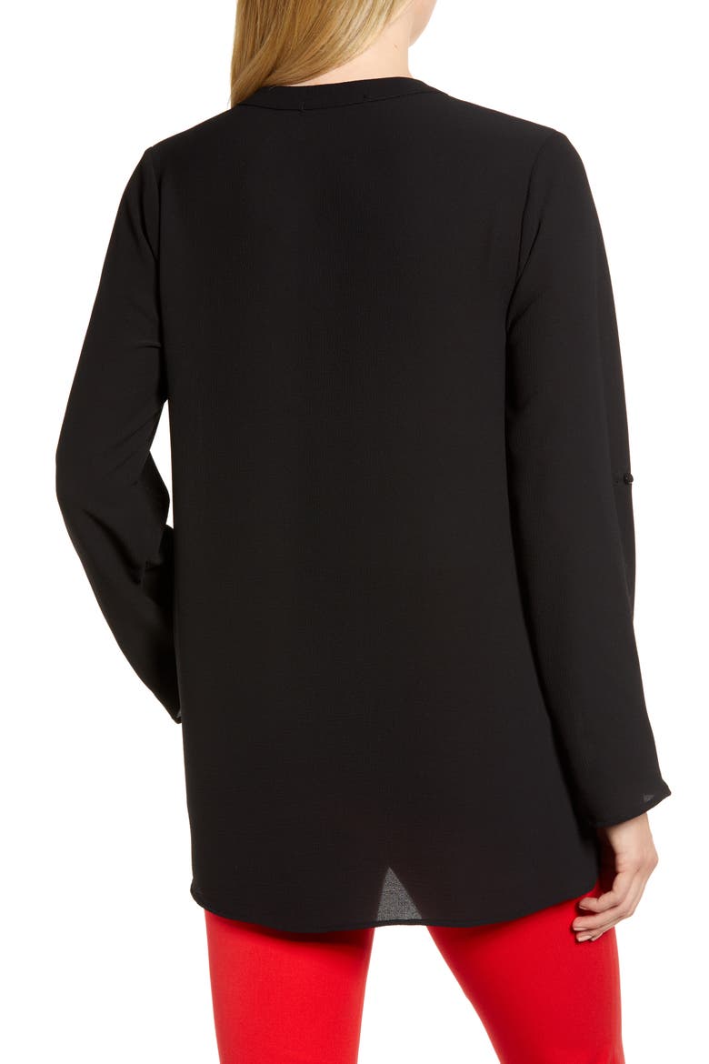 x International Women's Day Erin Cross Front Tunic Blouse, Alternate, color, BLACK