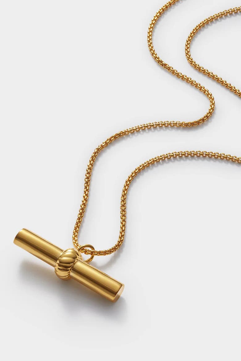 Themis Waterproof Gold T-Bar Necklace, Alternate, color, Gold